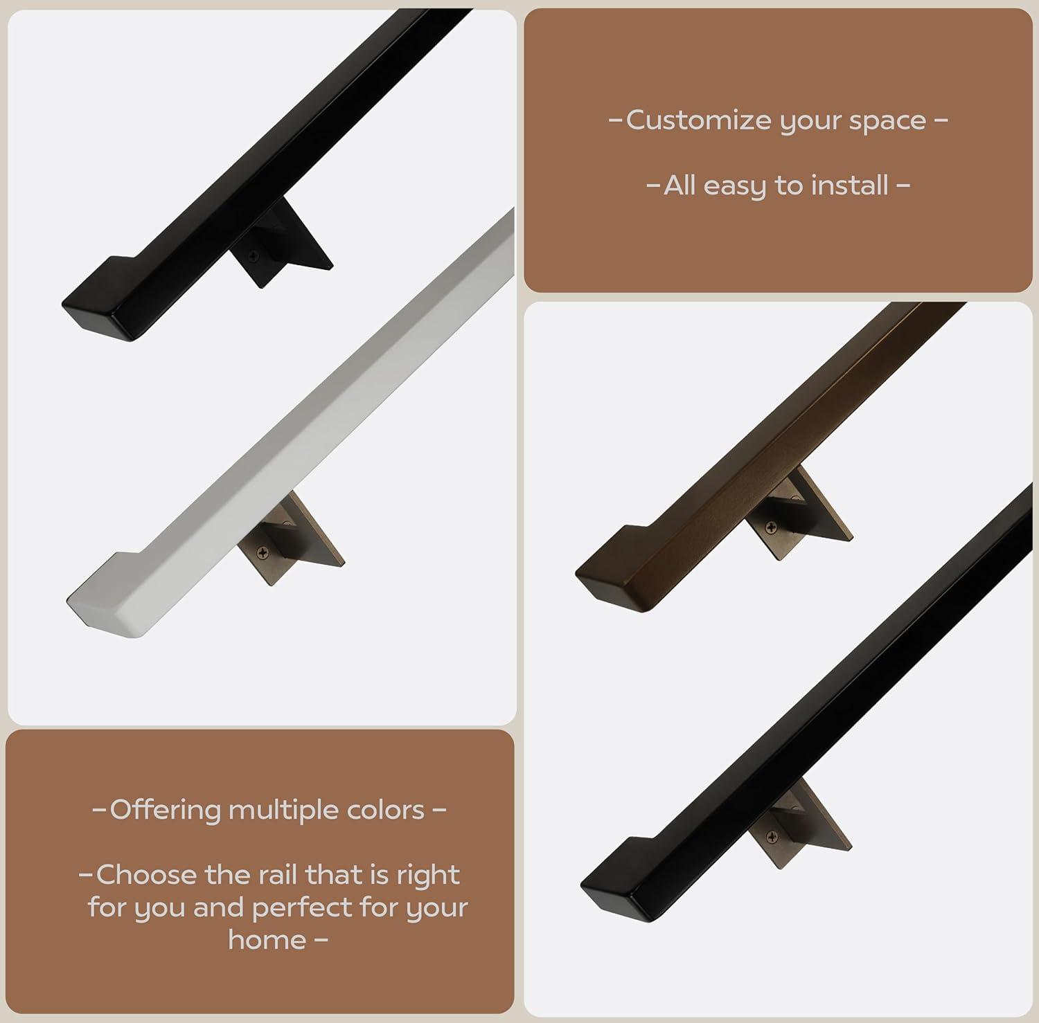 Concept Fusion 1100075 Urban Contemporary Handrail Grab Bar Kit, L Steel Brackets, Returns to Wall, Powder Coat
