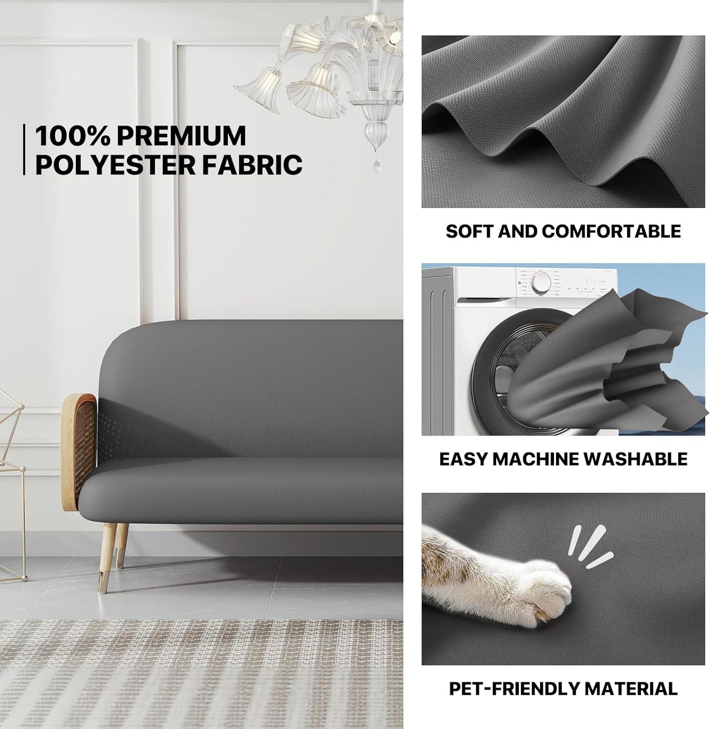 MoNiBloom Solid Futon Cover Slipcover Fit 6"- 8" Futon Mattresses Dark Grey, Queen Size 60x80 Inch