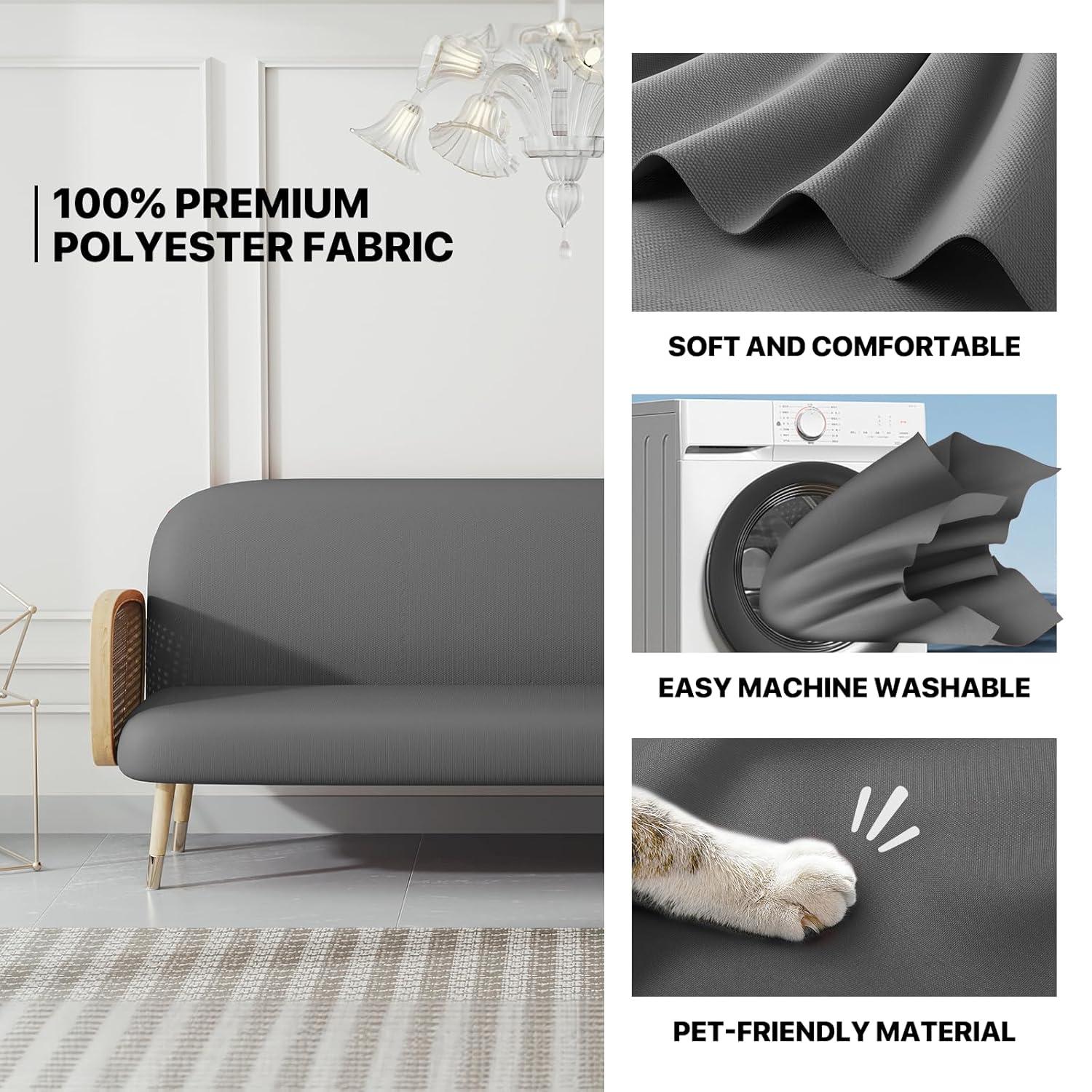 MoNiBloom Solid Futon Cover Slipcover Fit 6"- 8" Futon Mattresses Dark Grey, Queen Size 60x80 Inch