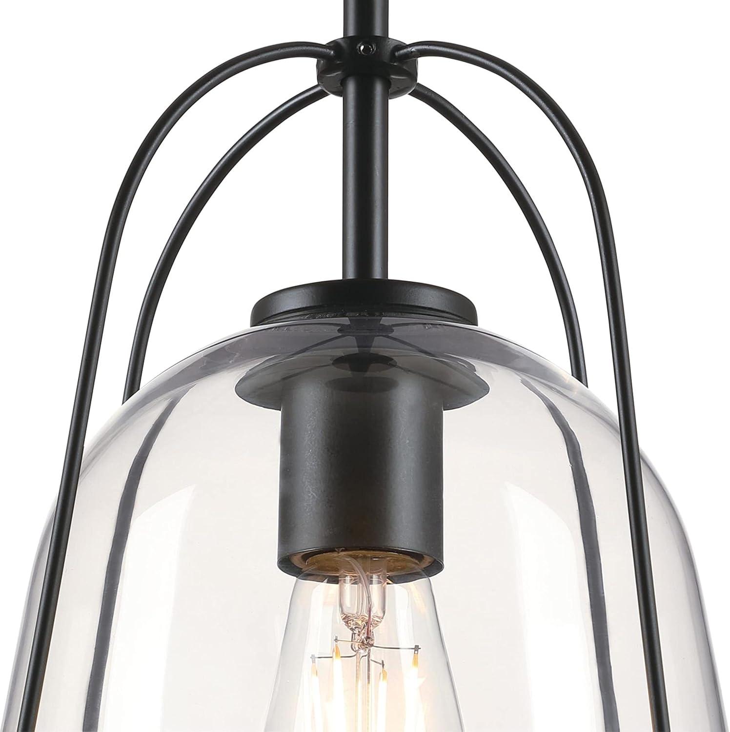 Kewadin Mini Matte Black and Clear Glass Bell Pendant Light