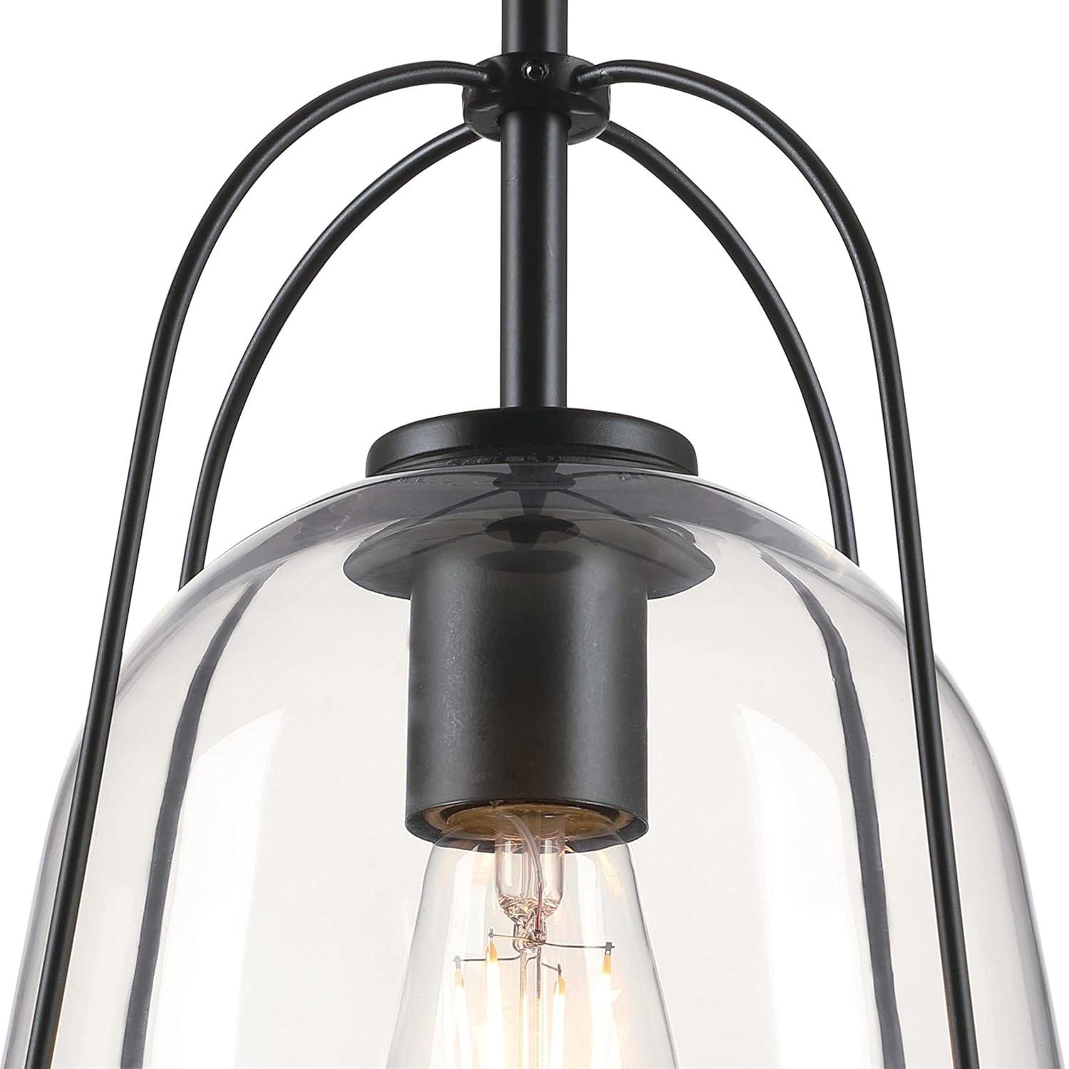 Westinghouse Lighting 6130100 Kewadin One Light Indoor Pendant, Matte Black & Clear Glass