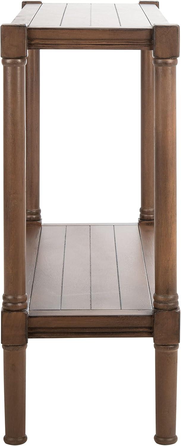 SAFAVIEH Rafiki Amish Brown Wood Console Table with Shelf (31.5 in. W x 11.8 in. D x 29.5 in. H)