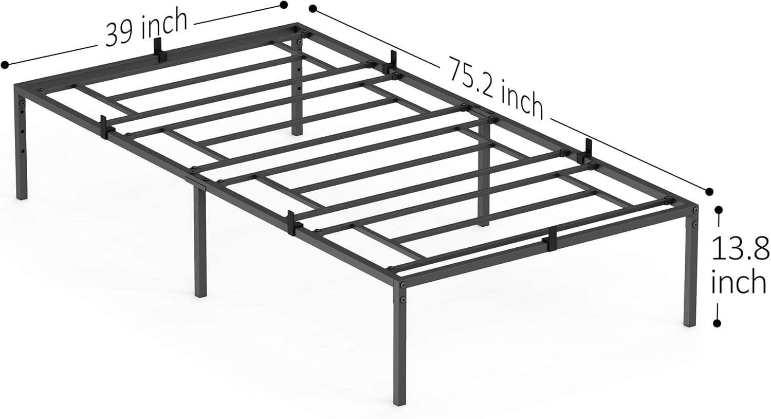 LingStar Heavy Duty Metal Bed Frame 14" Platform Bed with No Box Spring Needed Mattress Foundation,TWIN,black