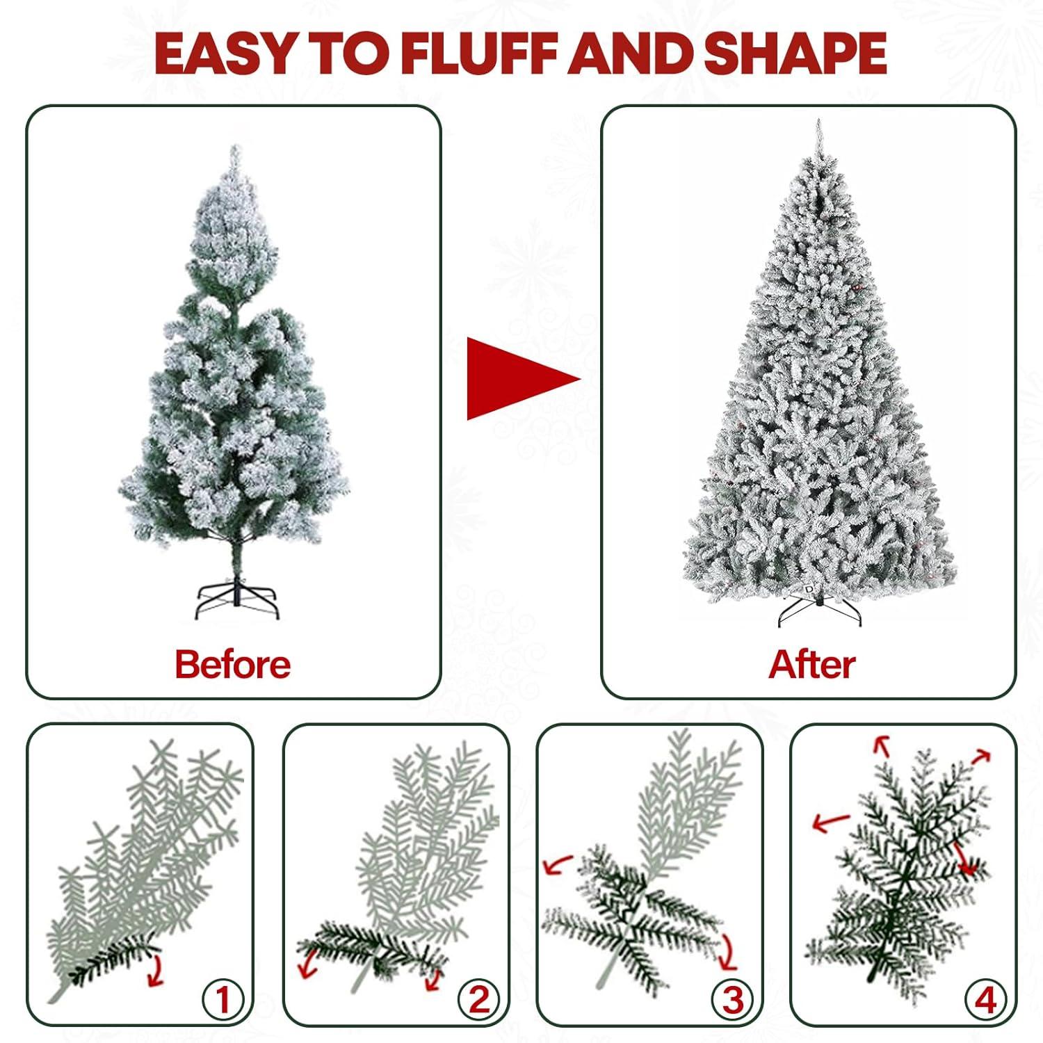 Home Accents Holiday 6.5 Ft. Pre-Lit LED Festive Pine Flocked Artificial Christmas Tree