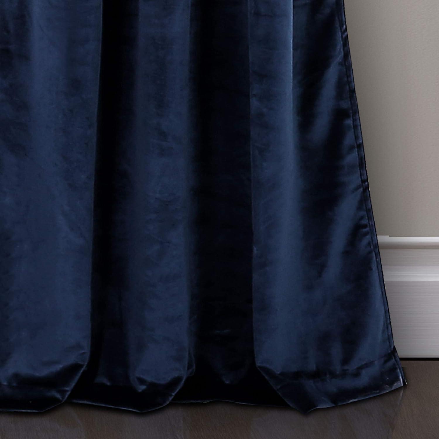 Lush Decor Prima Velvet Color Block Room Darkening 84" x 38" Solid White Metal Grommets 2-Pc Set Window Panel