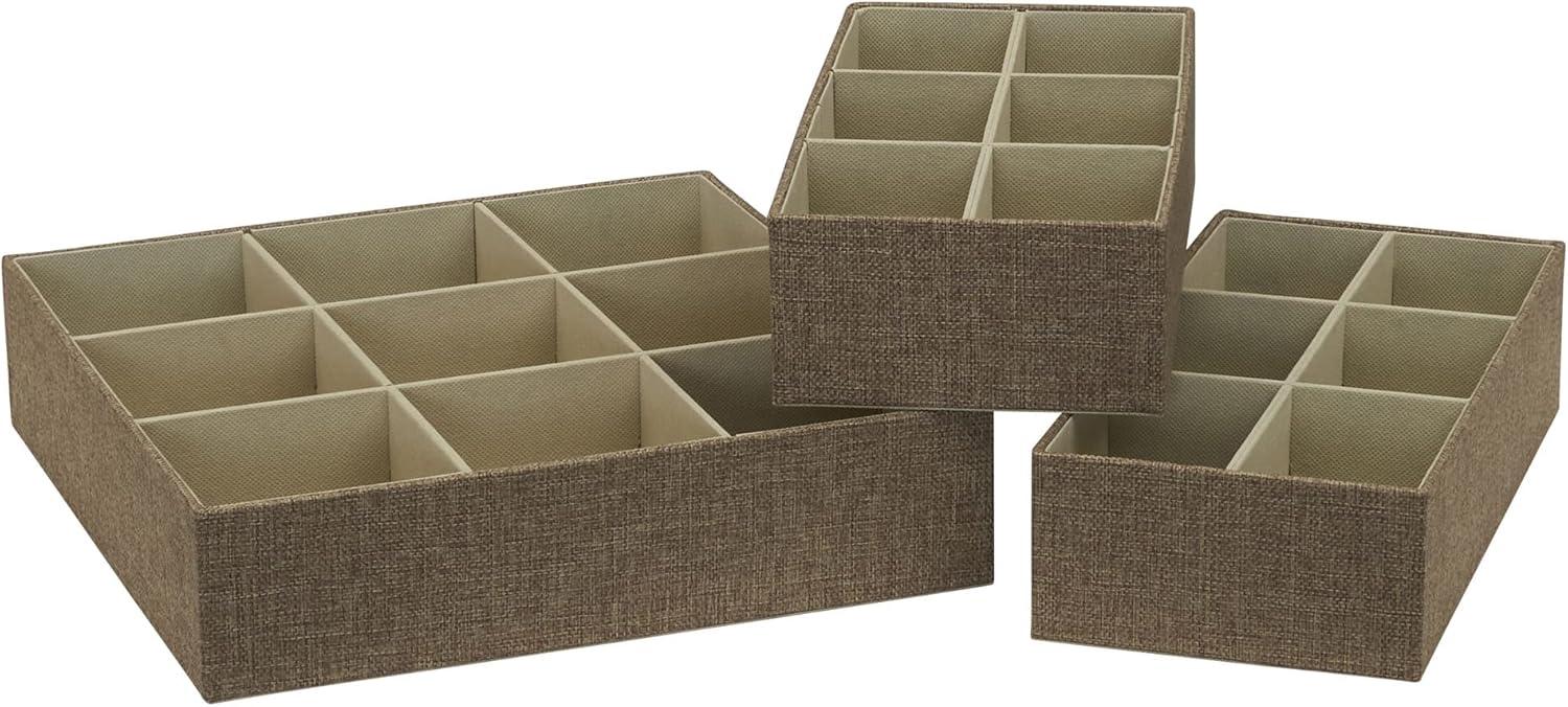 Latte Linen 3-Piece Customizable Drawer Organizer Set