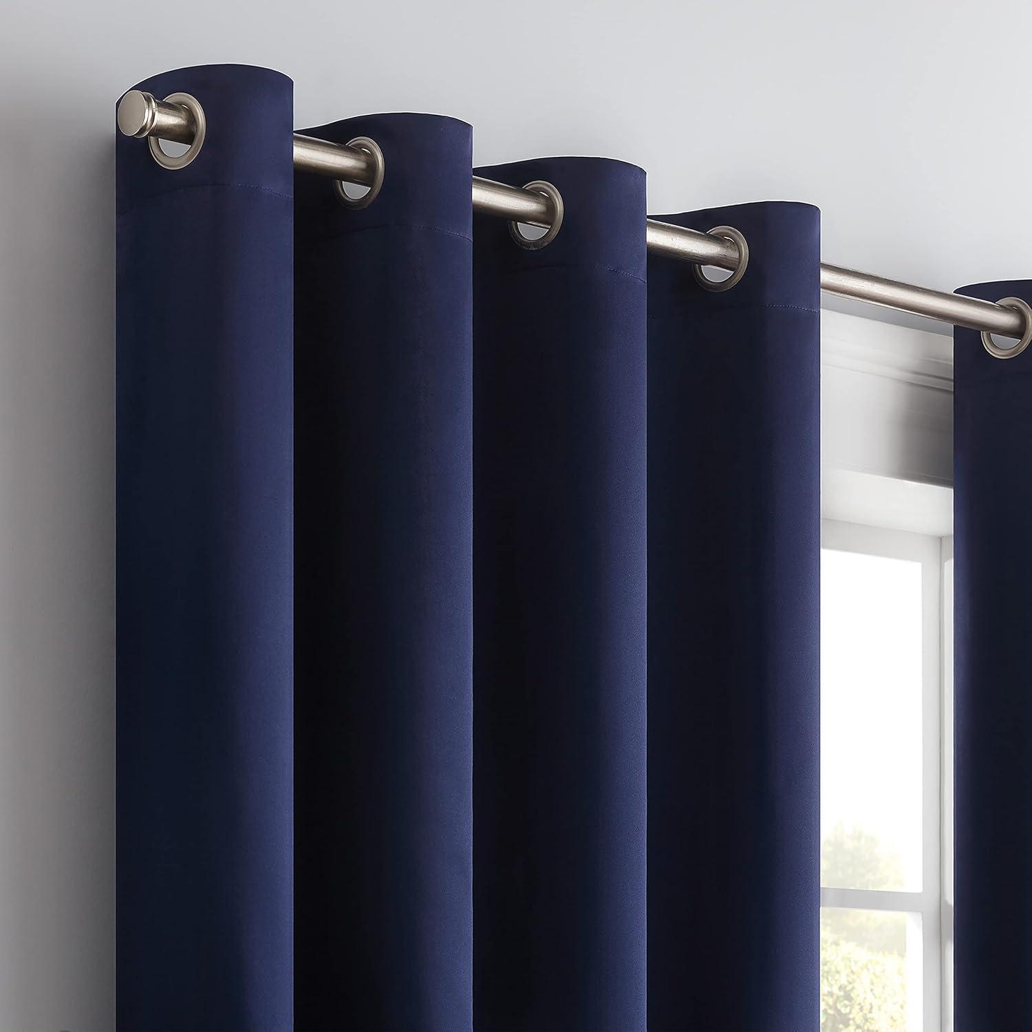 54 x 84 in. Anchorage Solid Blackout Grommet Single Curtain Panel - Navy Blue