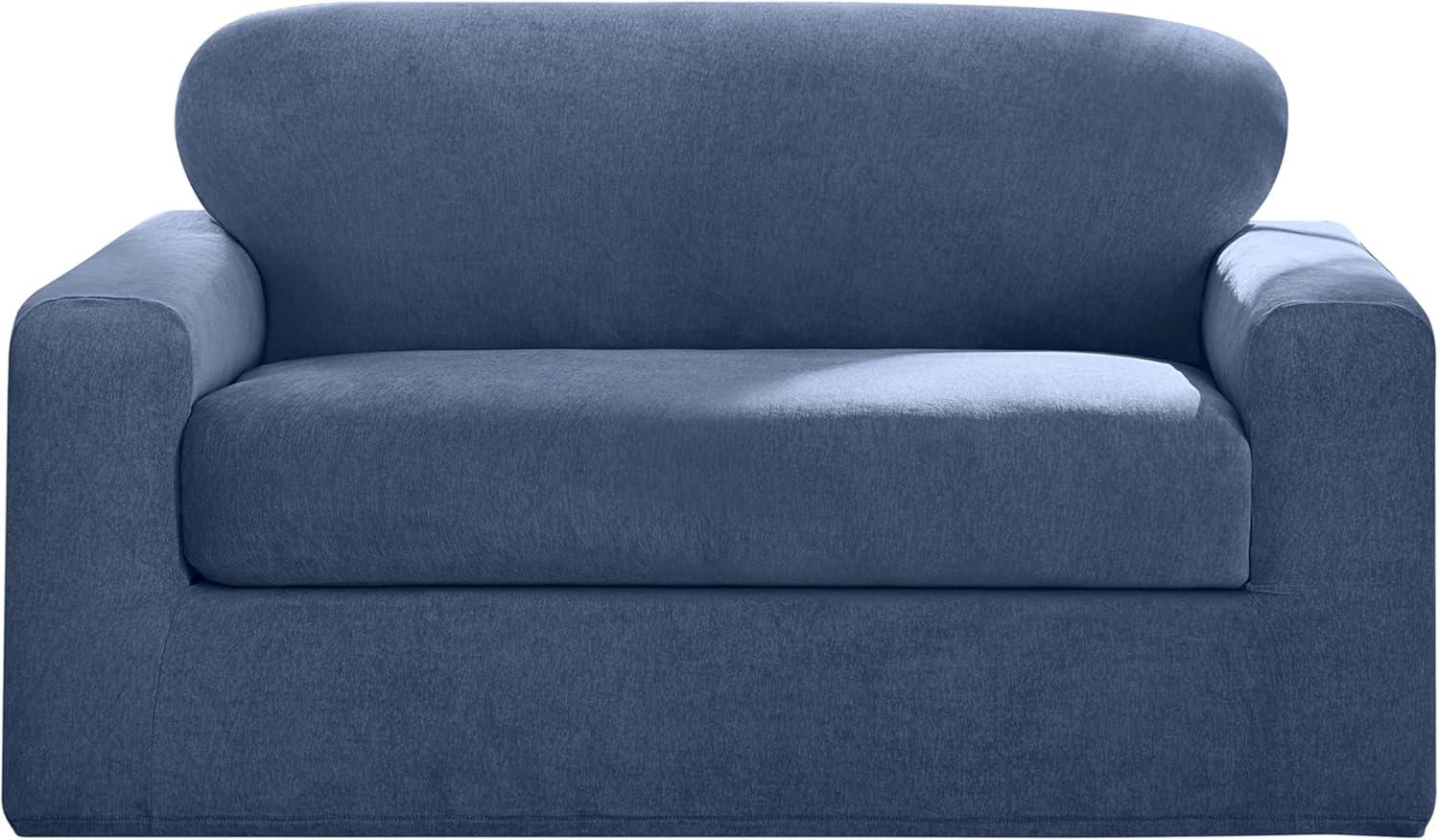 Indigo Two-Piece Stretch Loveseat Slipcover with Textured Design