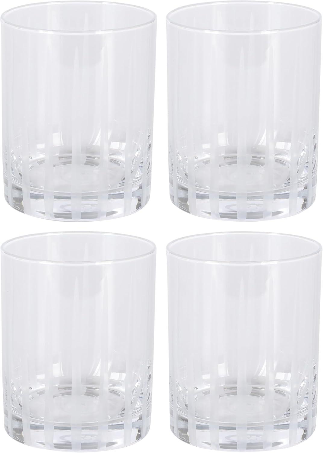 Clear Etched Glass 14 oz Old Fashioned Drinking Set