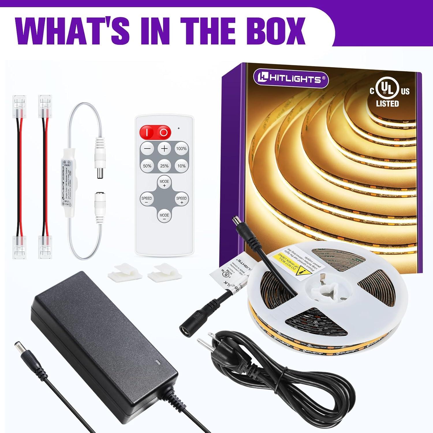 16.4ft Warm White LED Strip Light Kit with Remote