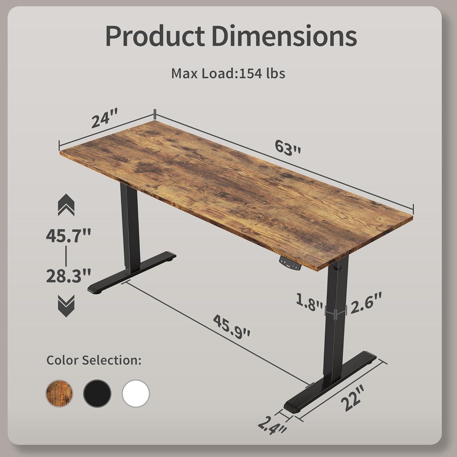 Rustic Brown Adjustable Height Standing Desk with Cup Holder and Headphone Hook