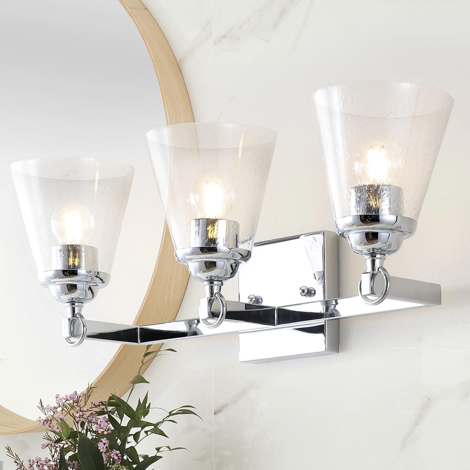 Marion 21" Polished Chrome 3-Light Vanity Sconce with Clear Glass