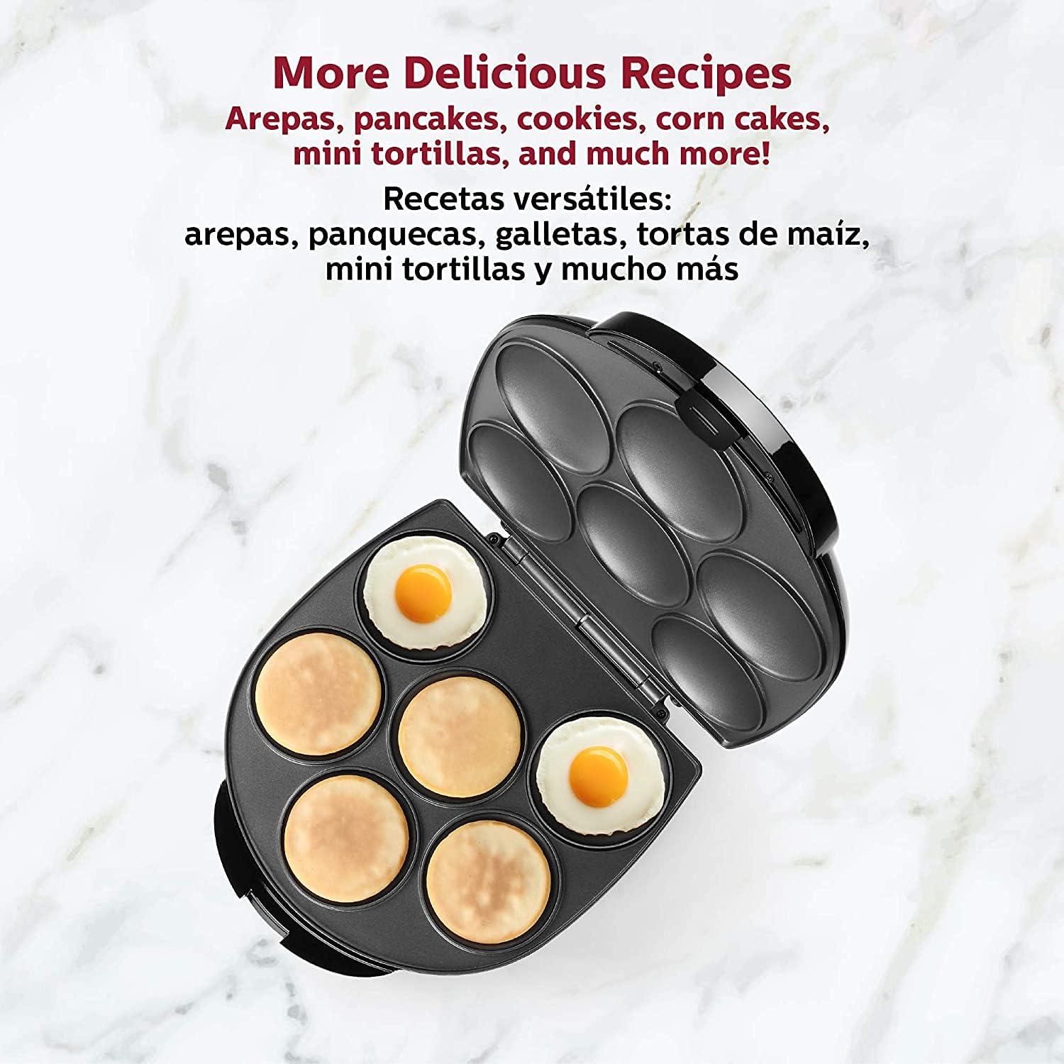 Black Non-Stick 6-Arepa Maker with Safety Lock Lid