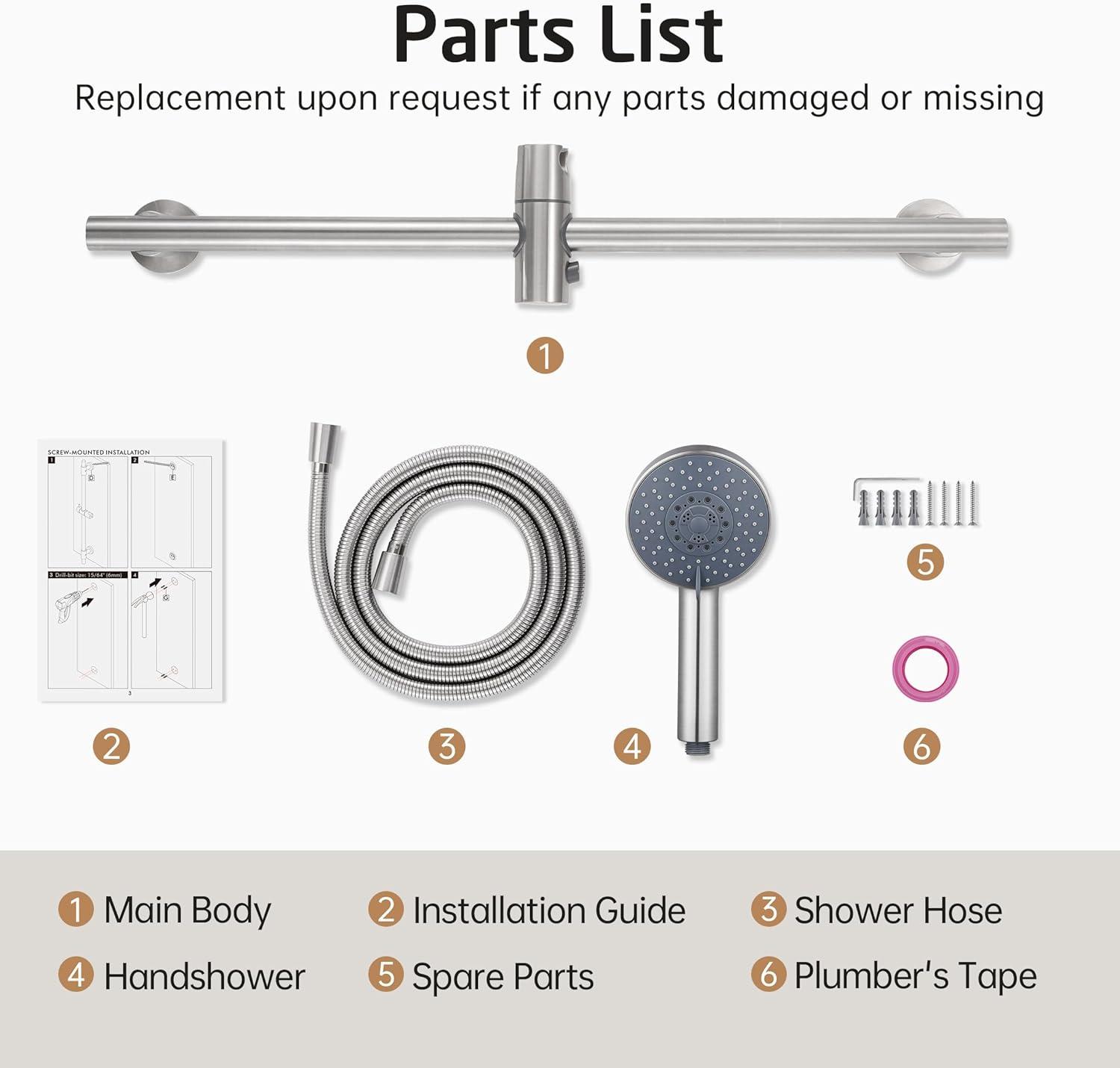 5-Spray Multifunction Deluxe Wall Bar Shower Kit with Hand Shower in Polished Chrome