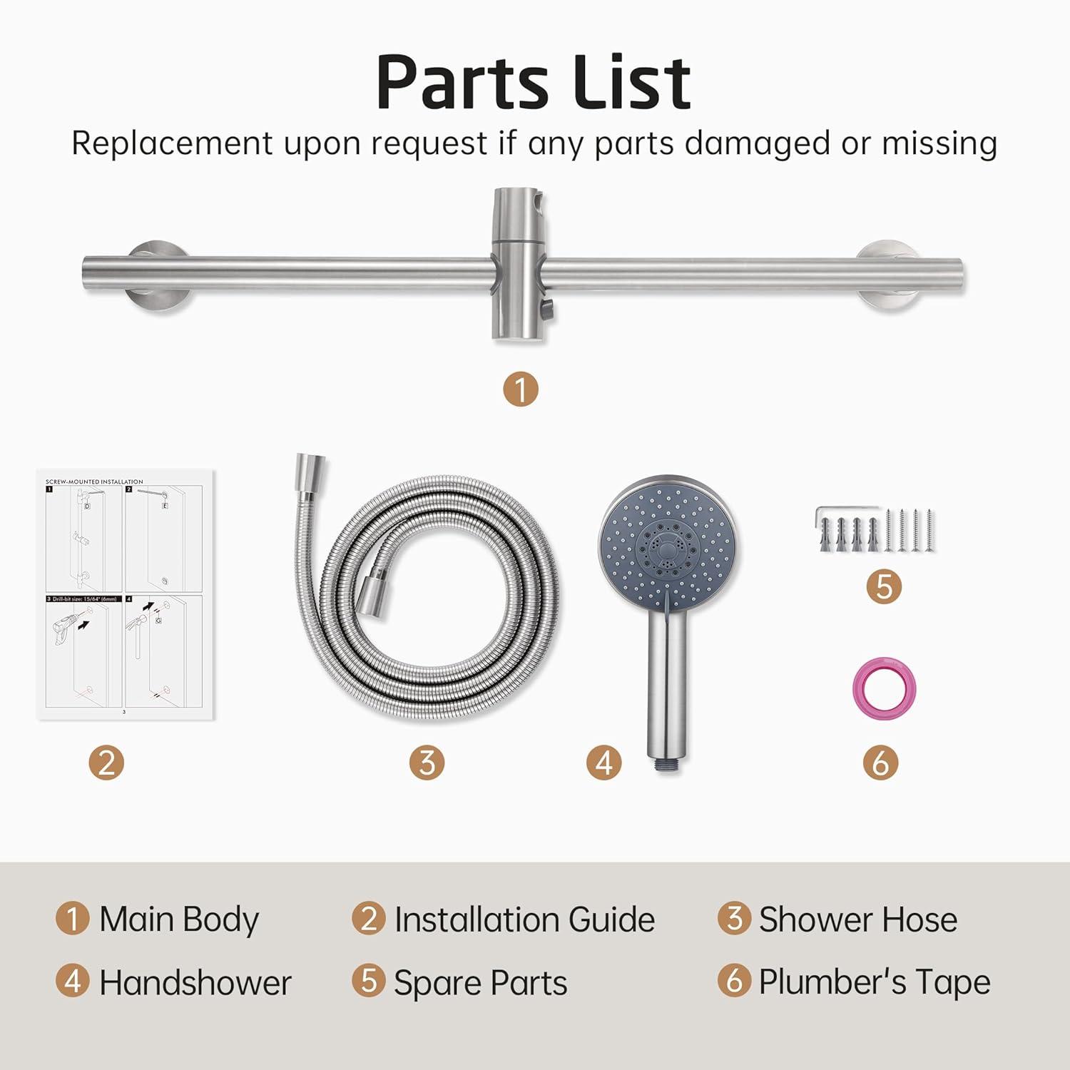 5-Spray Multifunction Deluxe Wall Bar Shower Kit with Hand Shower in Polished Chrome