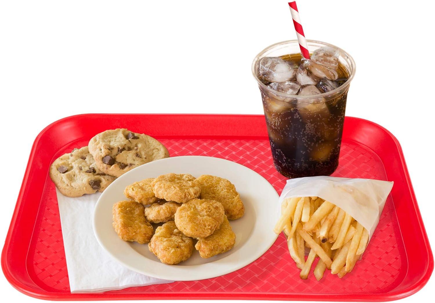 Fast Food Cafeteria Tray | 10 x 14 Rectangular Textured Plastic Food Serving TV Tray | School Lunch, Diner, & Commercial Kitchen Restaurant Equipment (Blue)