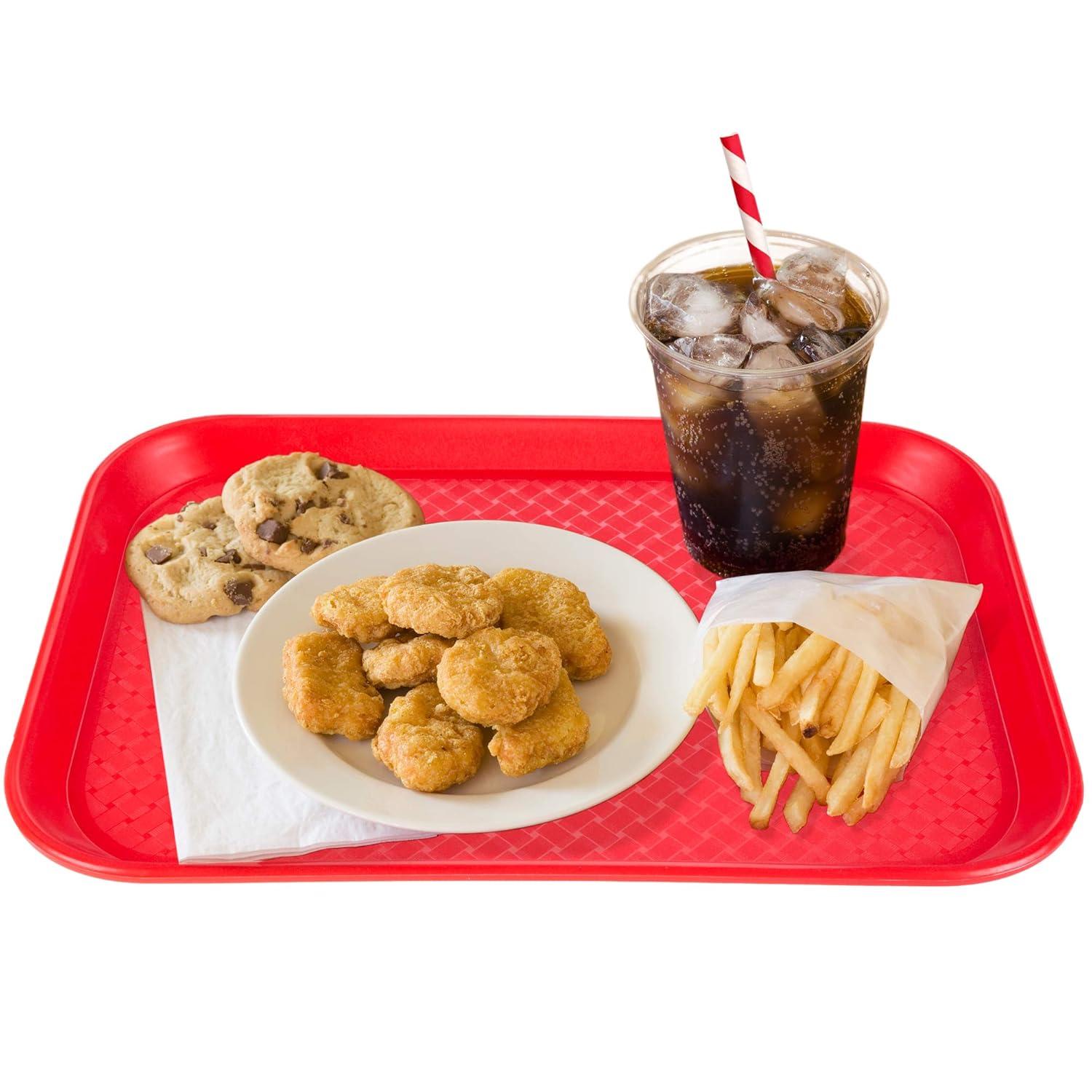Fast Food Cafeteria Tray | 10 x 14 Rectangular Textured Plastic Food Serving TV Tray | School Lunch, Diner, & Commercial Kitchen Restaurant Equipment (Blue)