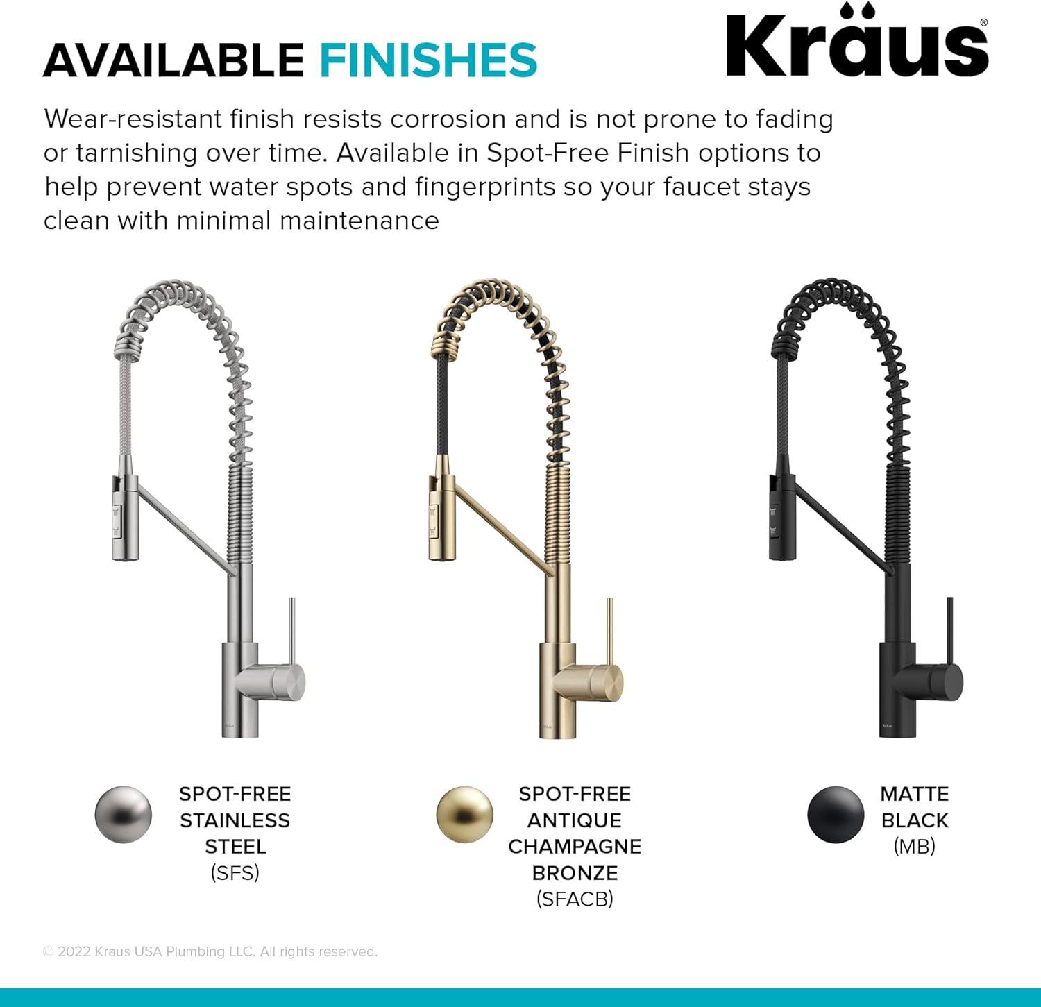 KRAUS Oletto Touchless Sensor Commercial Pull-Down Single Handle Kitchen Faucet with QuickDock Top Mount Assembly