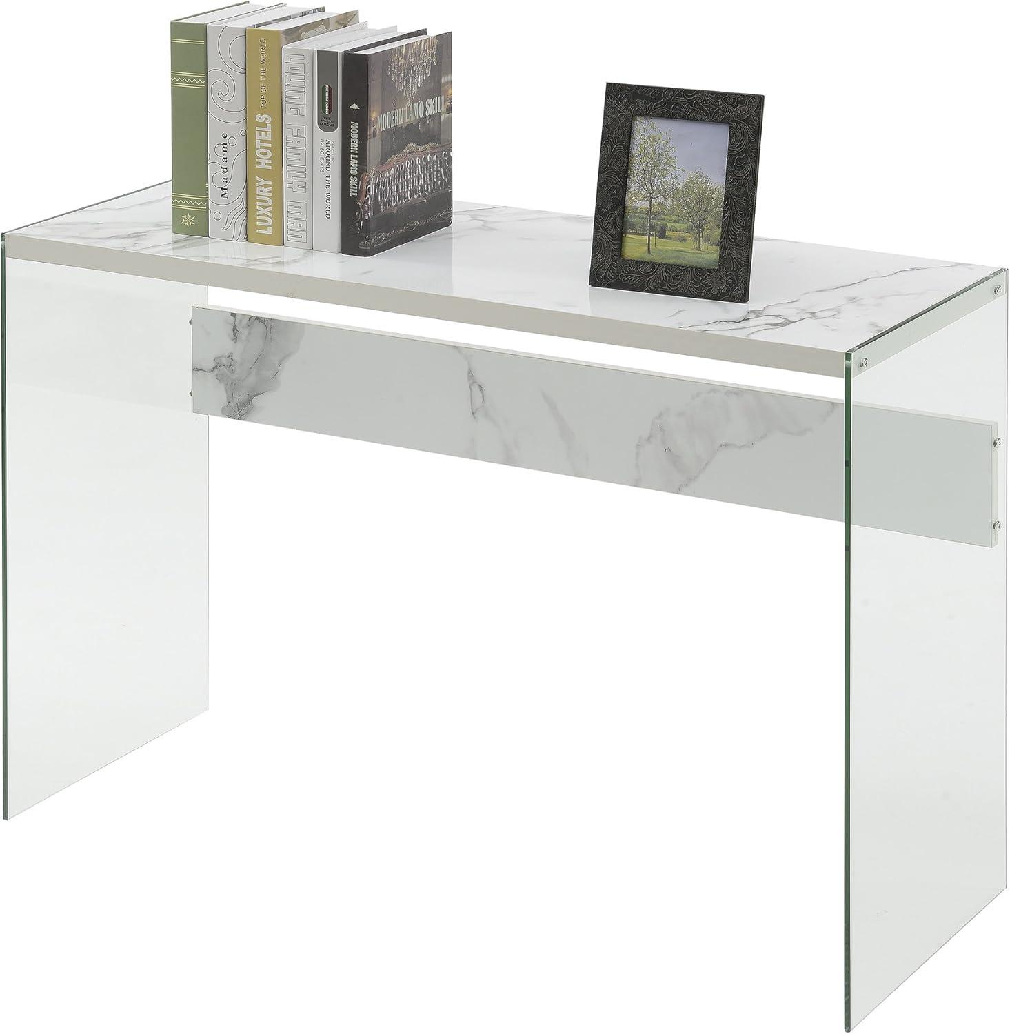 Soho Console Table, Faux White Marble