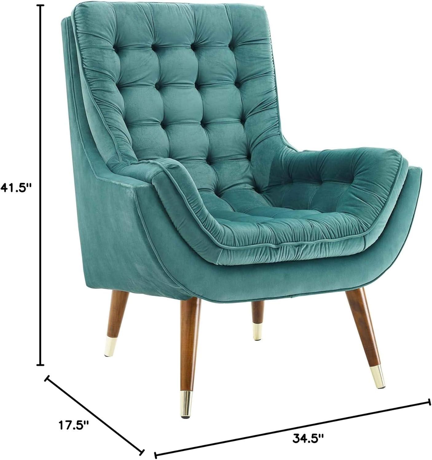 Modway Suggest Tufted Performance Velvet Lounge Chair in Teal