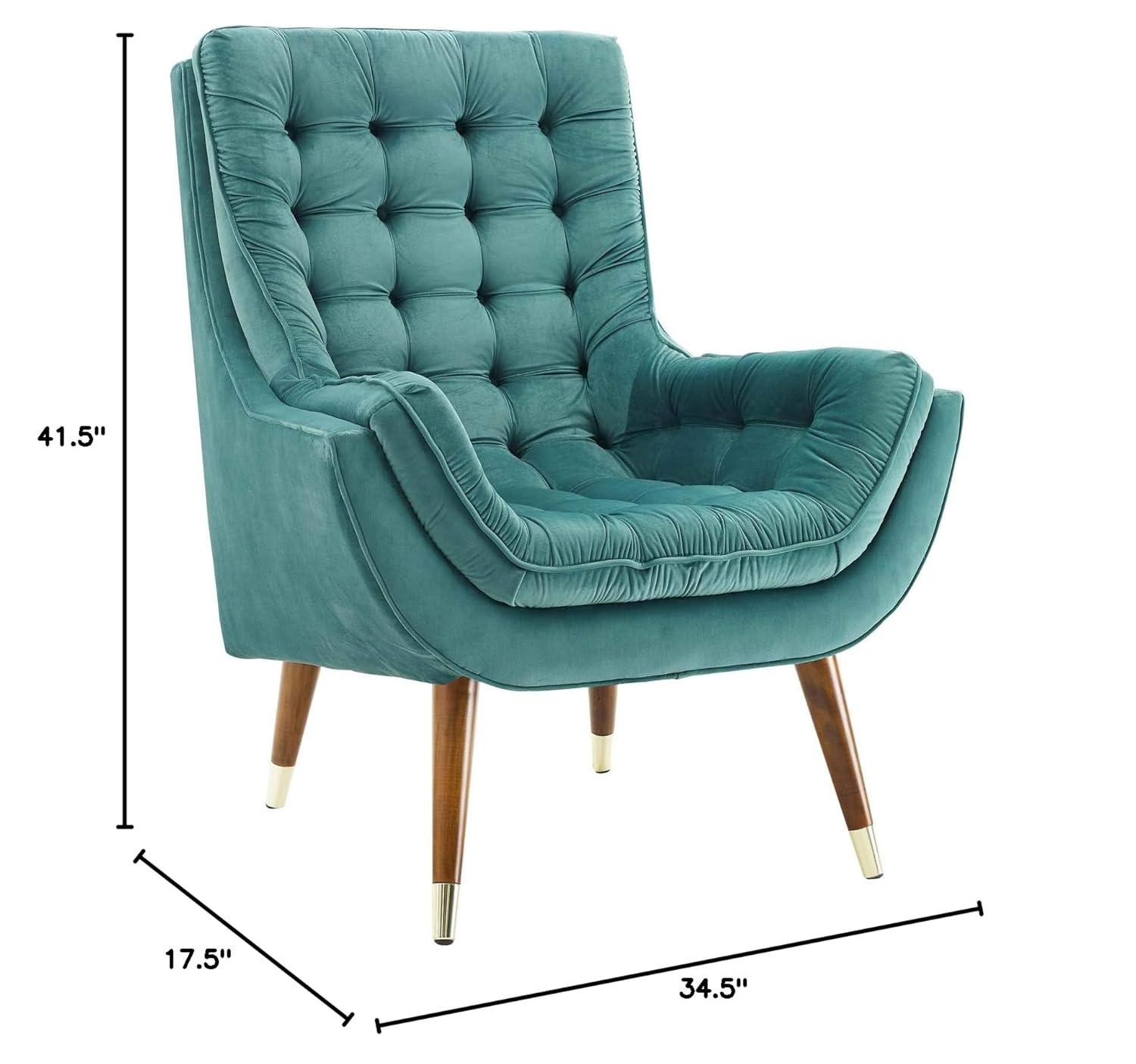 Modway Suggest Tufted Performance Velvet Lounge Chair in Teal