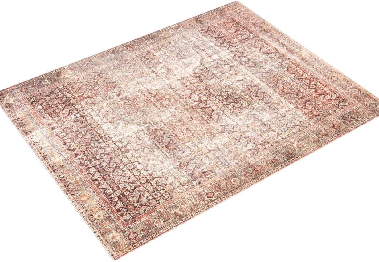 Cinnamon and Sage Rectangular Synthetic Area Rug