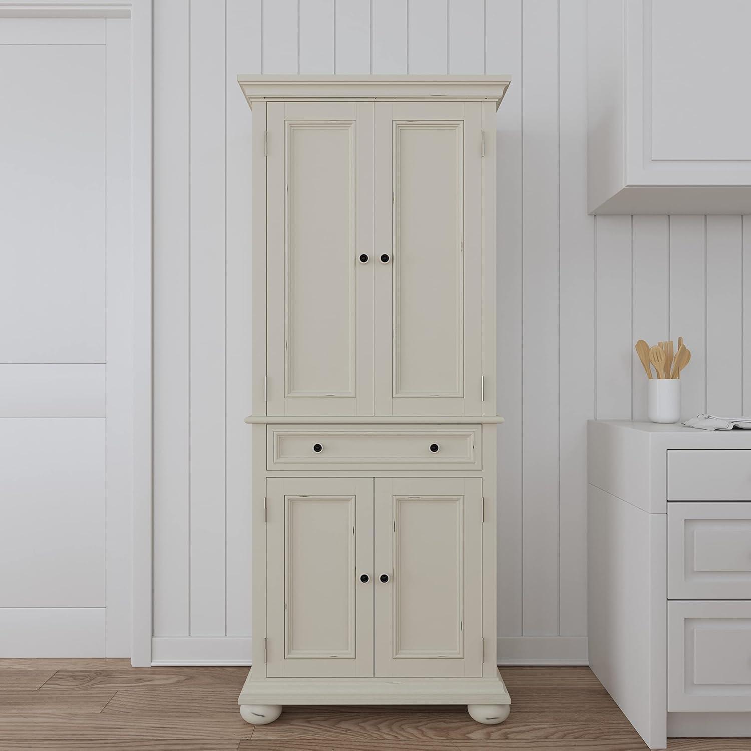 Home Styles Dover Kitchen Pantry White : Hardwood Construction, 4-Door Design, Adjustable Shelves, 1 Drawer
