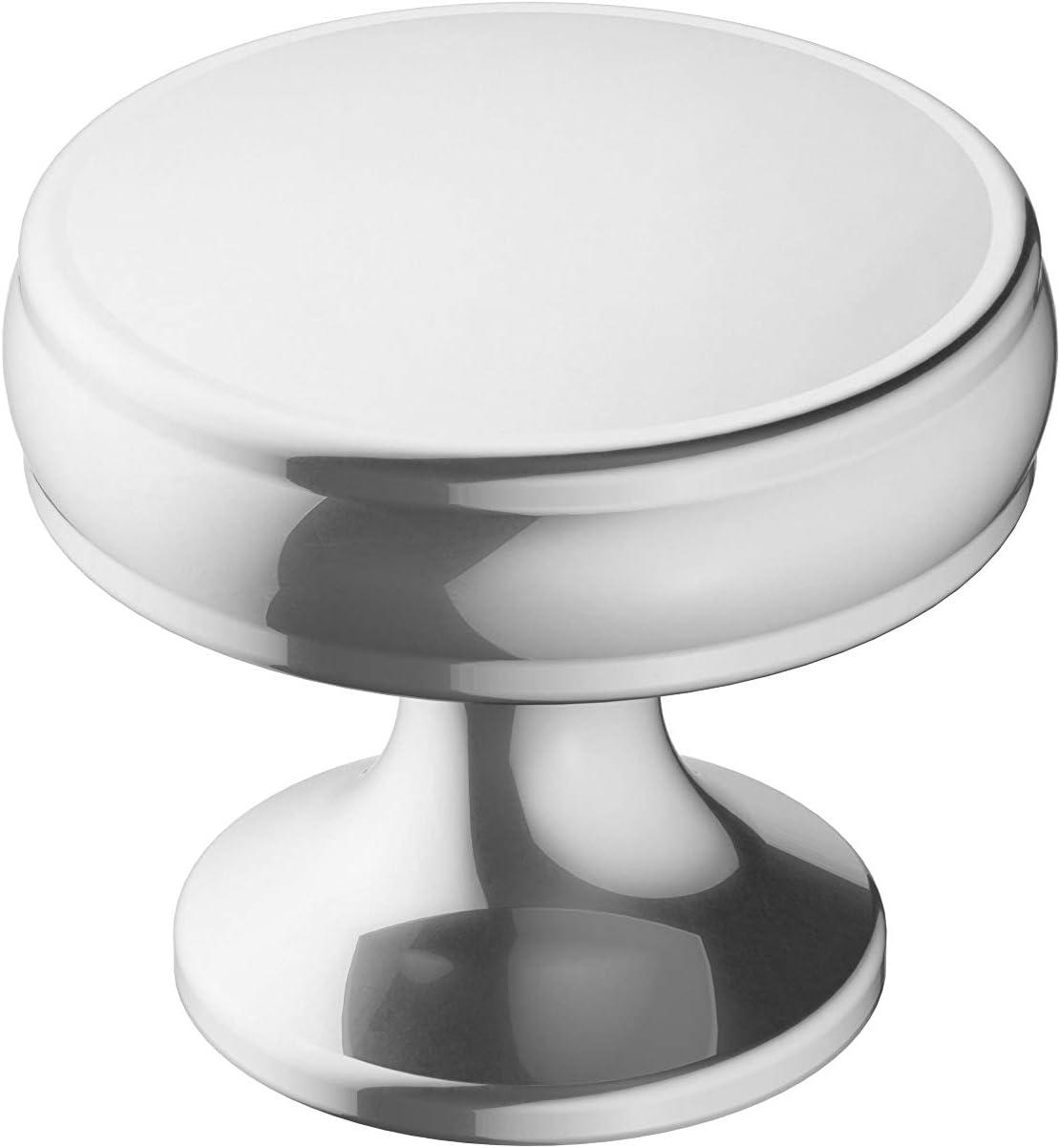 Polished Chrome Round Traditional Cabinet Knob with Mounting Hardware