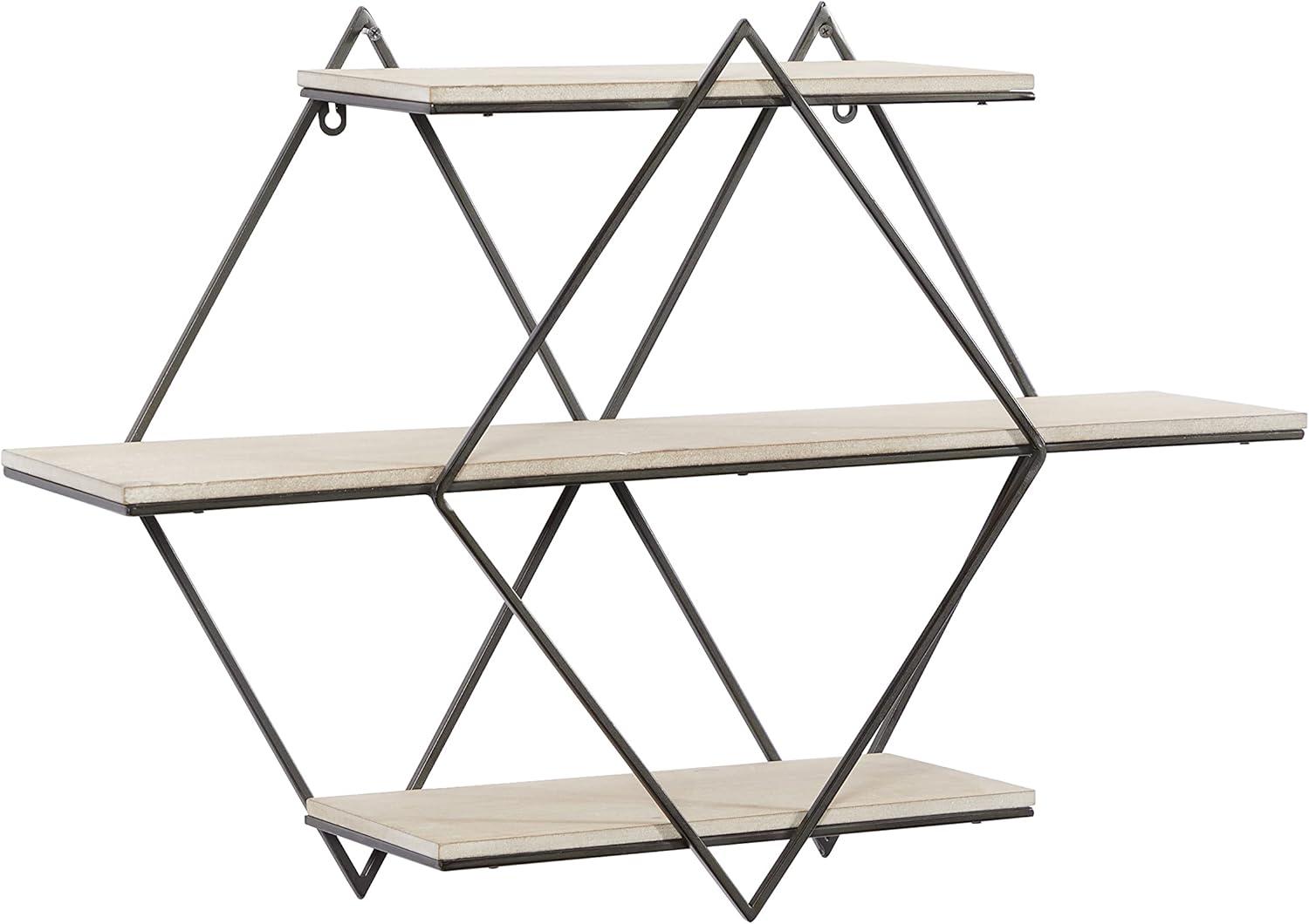 DecMode Brown Wood Contemporary Wall Shelf