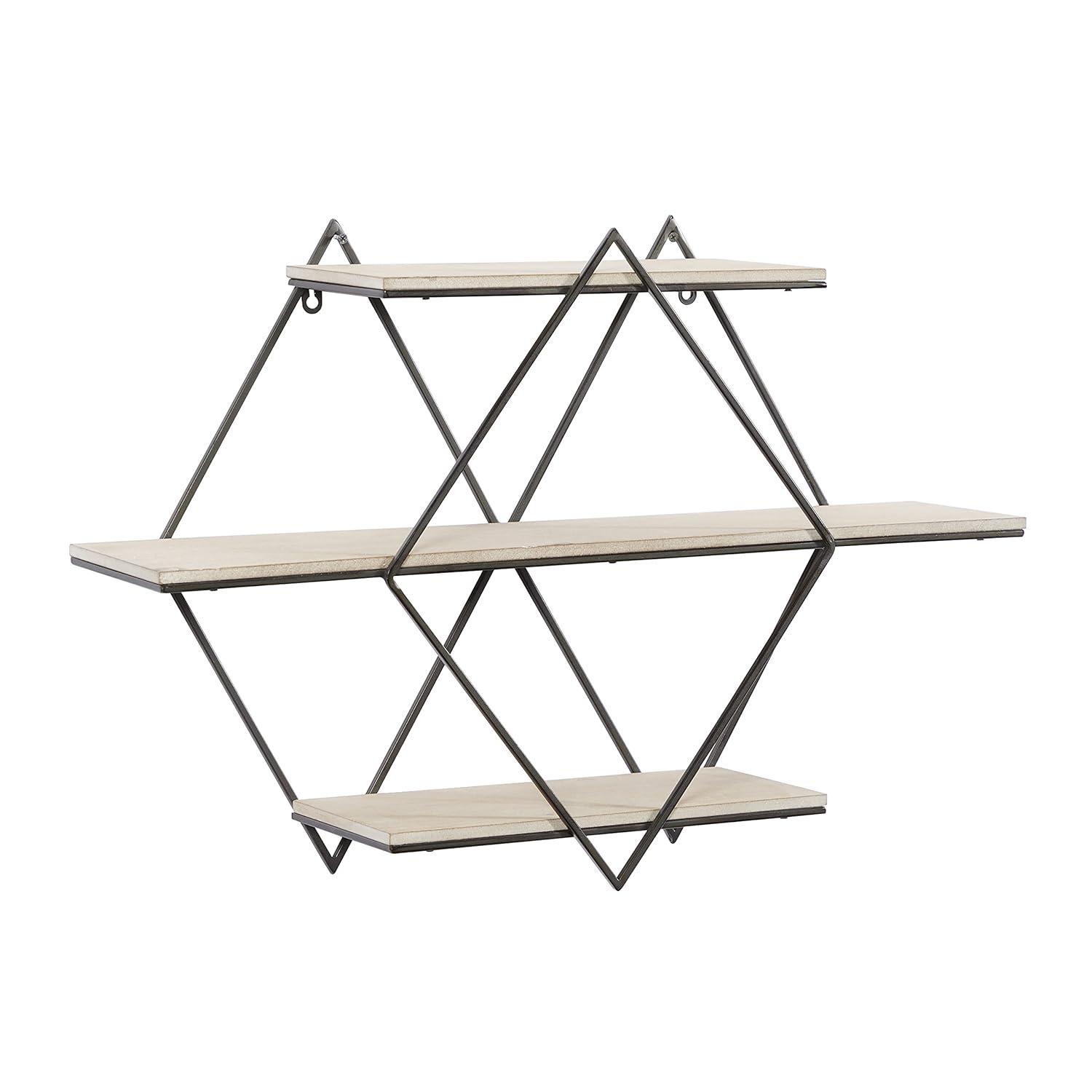 DecMode Brown Wood Contemporary Wall Shelf