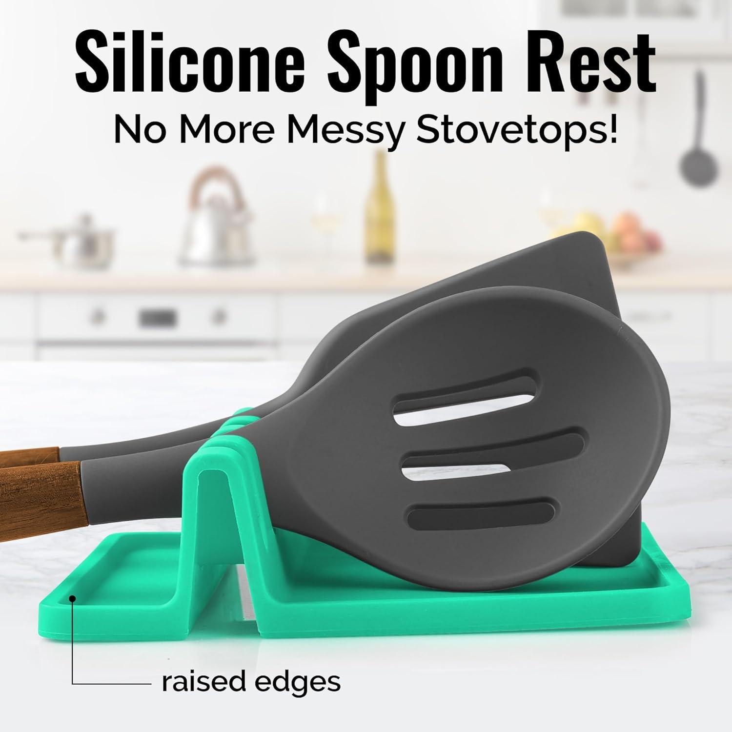 Zulay Silicone Utensil Rest with Drip Pad for Multiple Utensils BPA-Free Stove Top - Gray