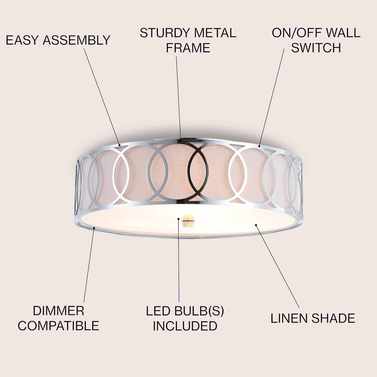 Aubrey 3-Light 15.5" Metal LED Flush Mount, Chrome