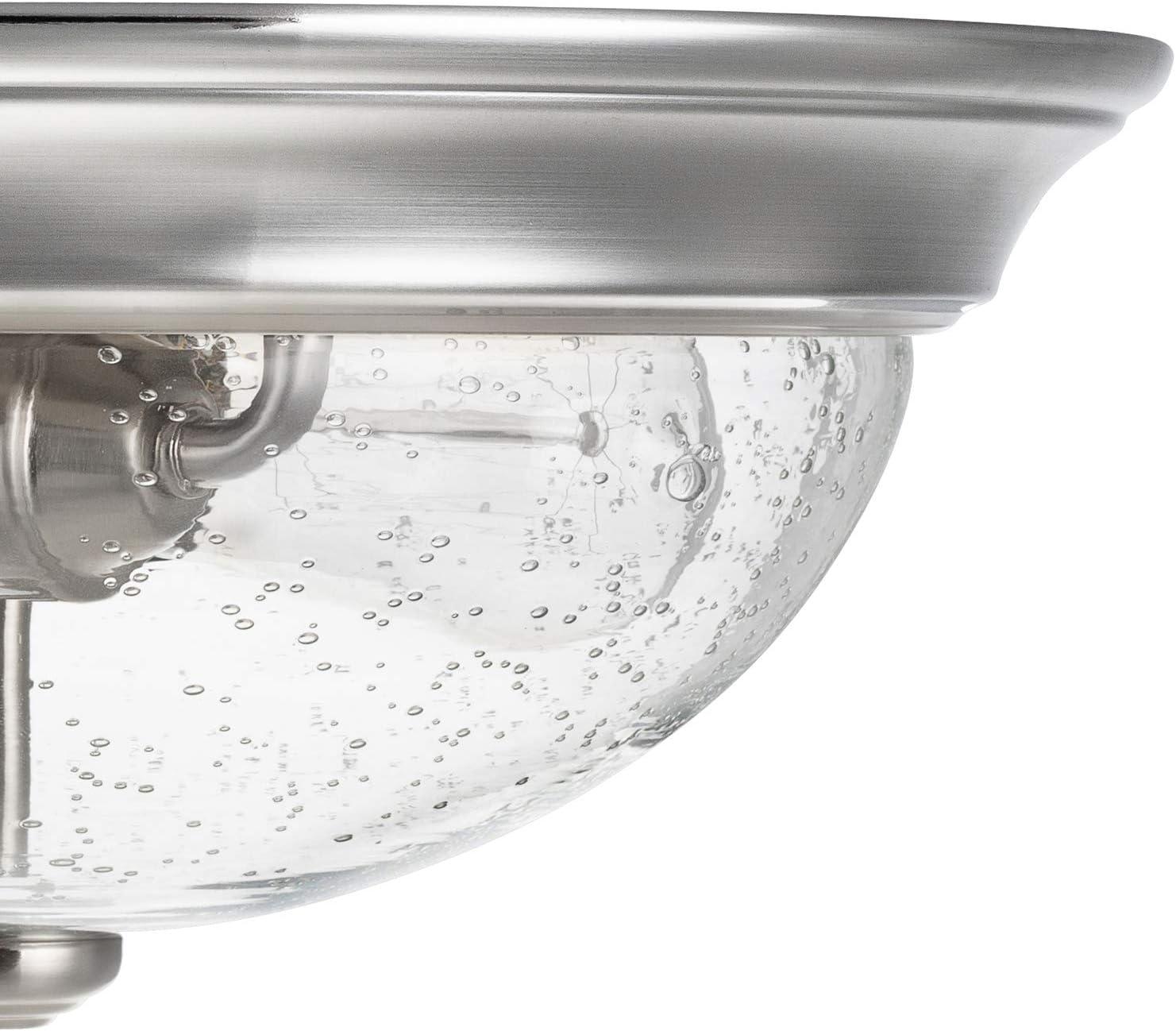13-Inch Brushed Nickel Drum Flush Mount with Clear Glass