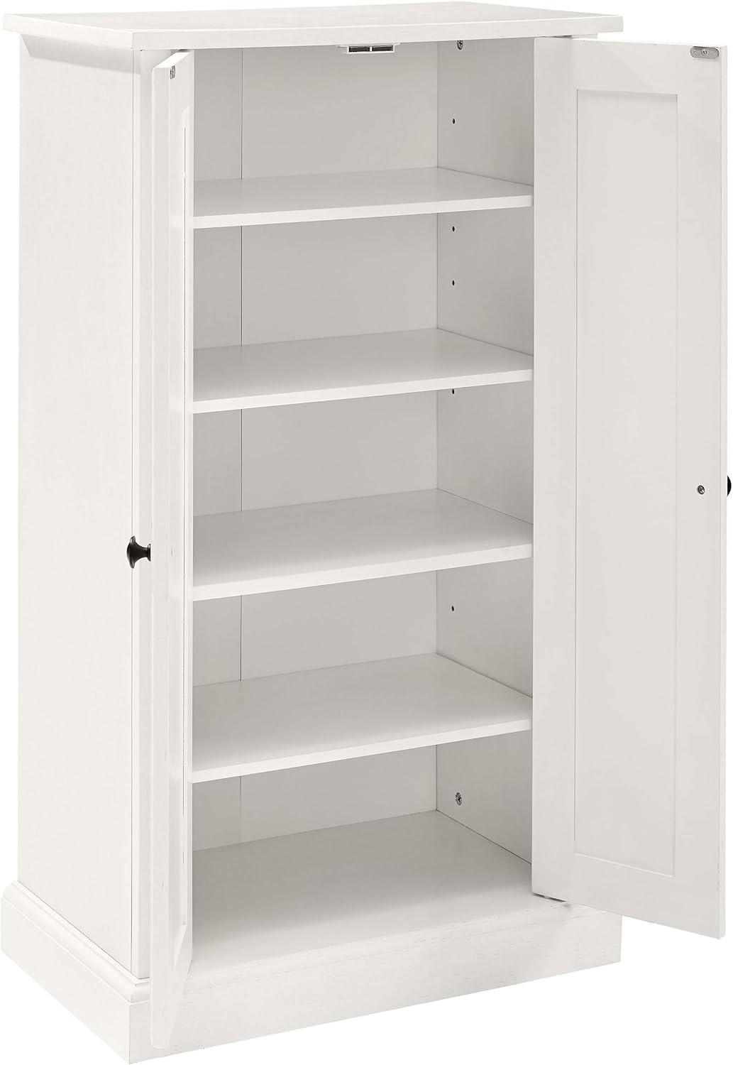 White Coastal Adjustable Shelving Accent Cabinet