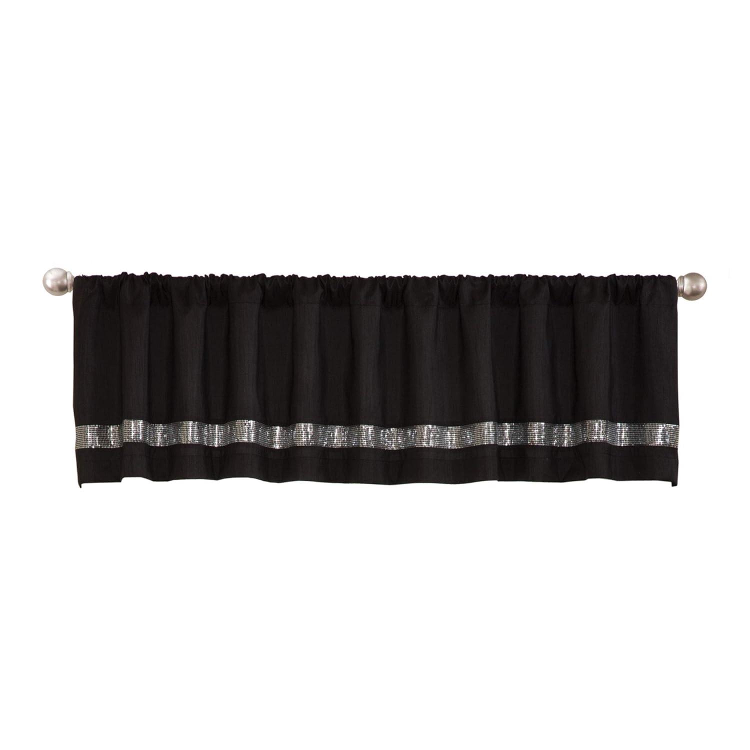 Lush Decor Night Sky Curtain Valance (Single Panel), Black and Gray