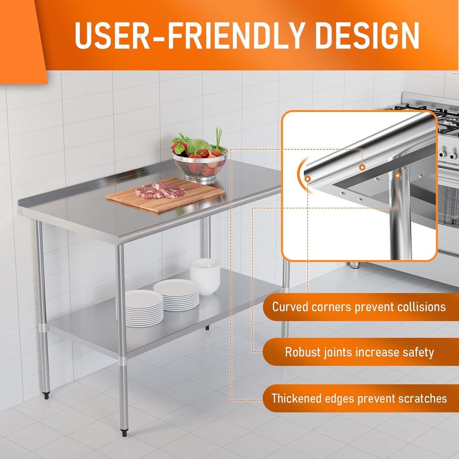 Stainless Steel Triangular Kitchen Prep Table with Undershelf