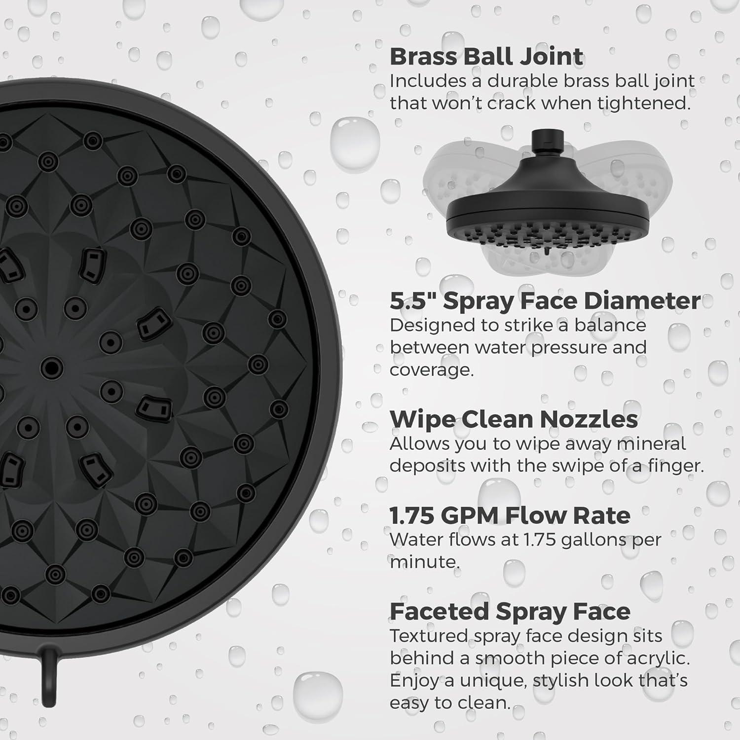 Matte Black Multi-Function Wall Mounted Shower Head