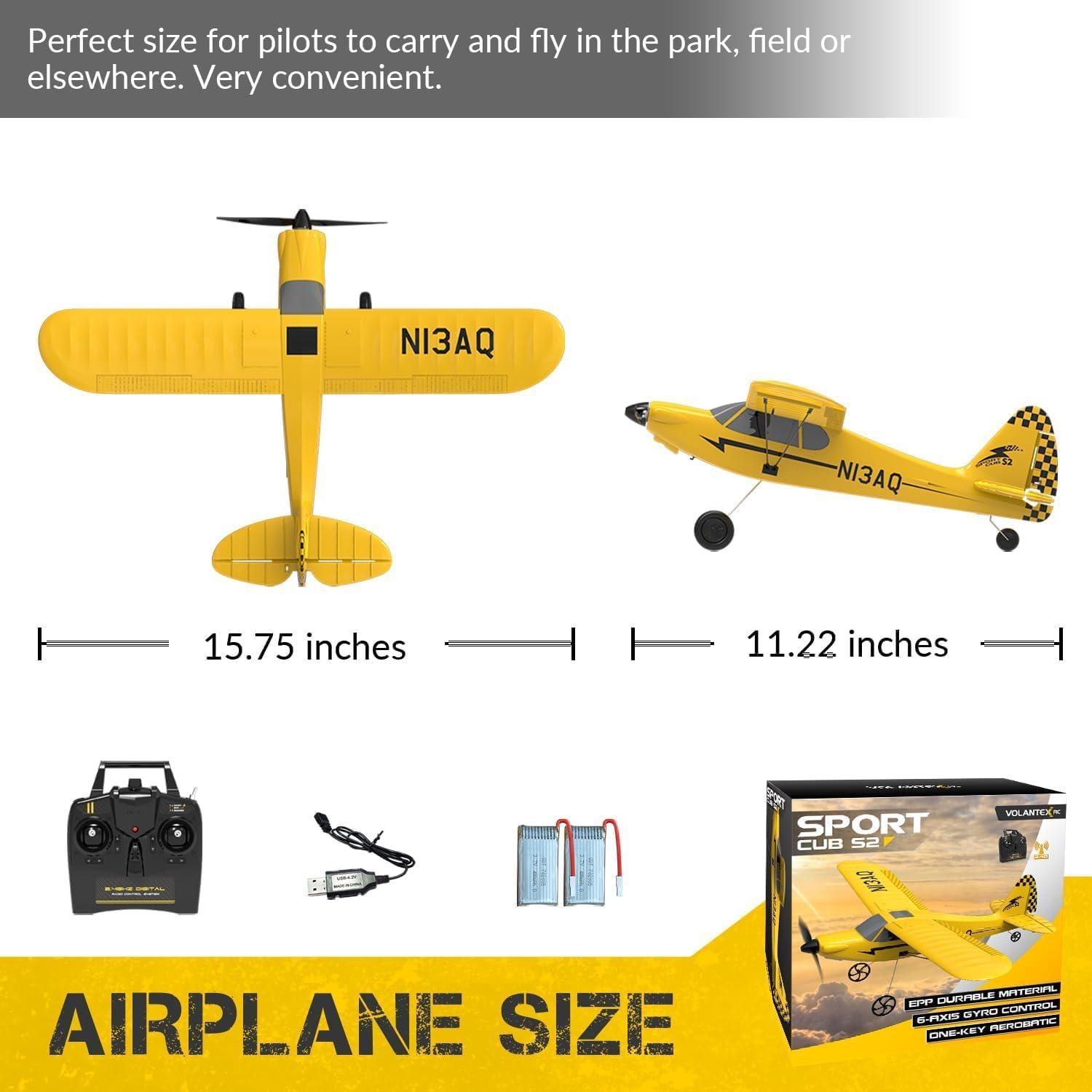 Yellow 3CH Remote Control Airplane with Gyroscope and 2.4 GHz