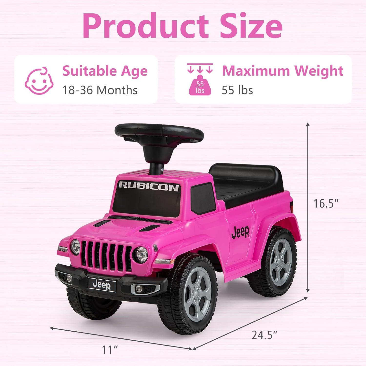 Pink Licensed Jeep Ride-On Push Car with Engine Sound