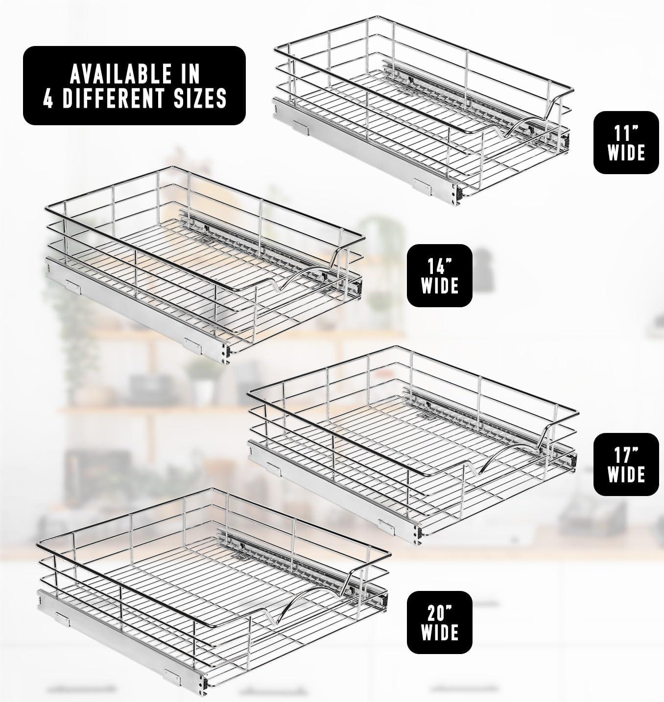 Heavy-Duty Chrome Pull Out Cabinet Organizer, 11" x 21"