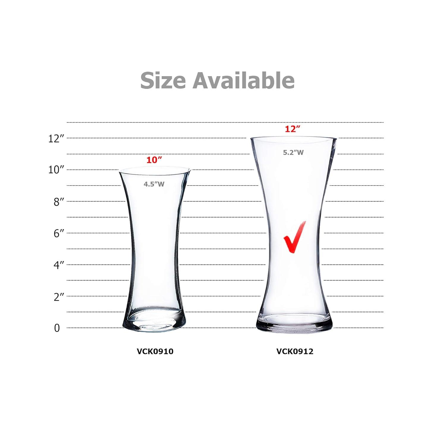 WGV Clear Glass Round Gathering Vase - 5" Wide x 12" Height, Good quality, Heavy Weighted Base - 1 Pc