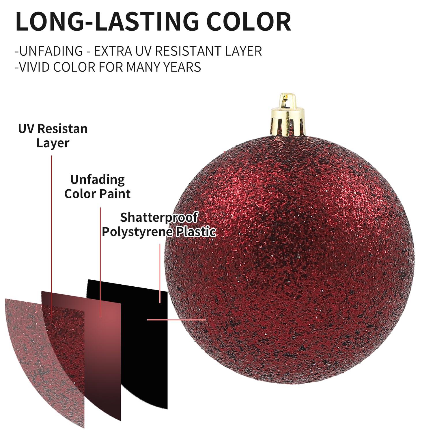 GameXcel Christmas Balls Ornaments for Xmas Tree - Shatterproof Christmas Tree Decorations Small Hanging Ball Wine Red 1.6 Inch x 36 Pack