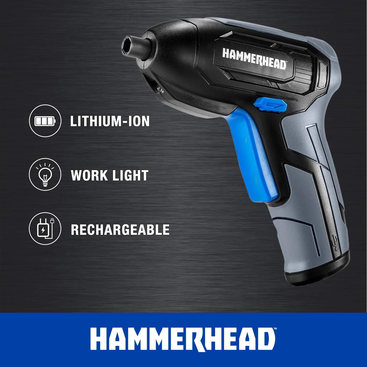 Hammerhead Rechargeable 4V Cordless Screwdriver with 9pcs Bit HCSD
