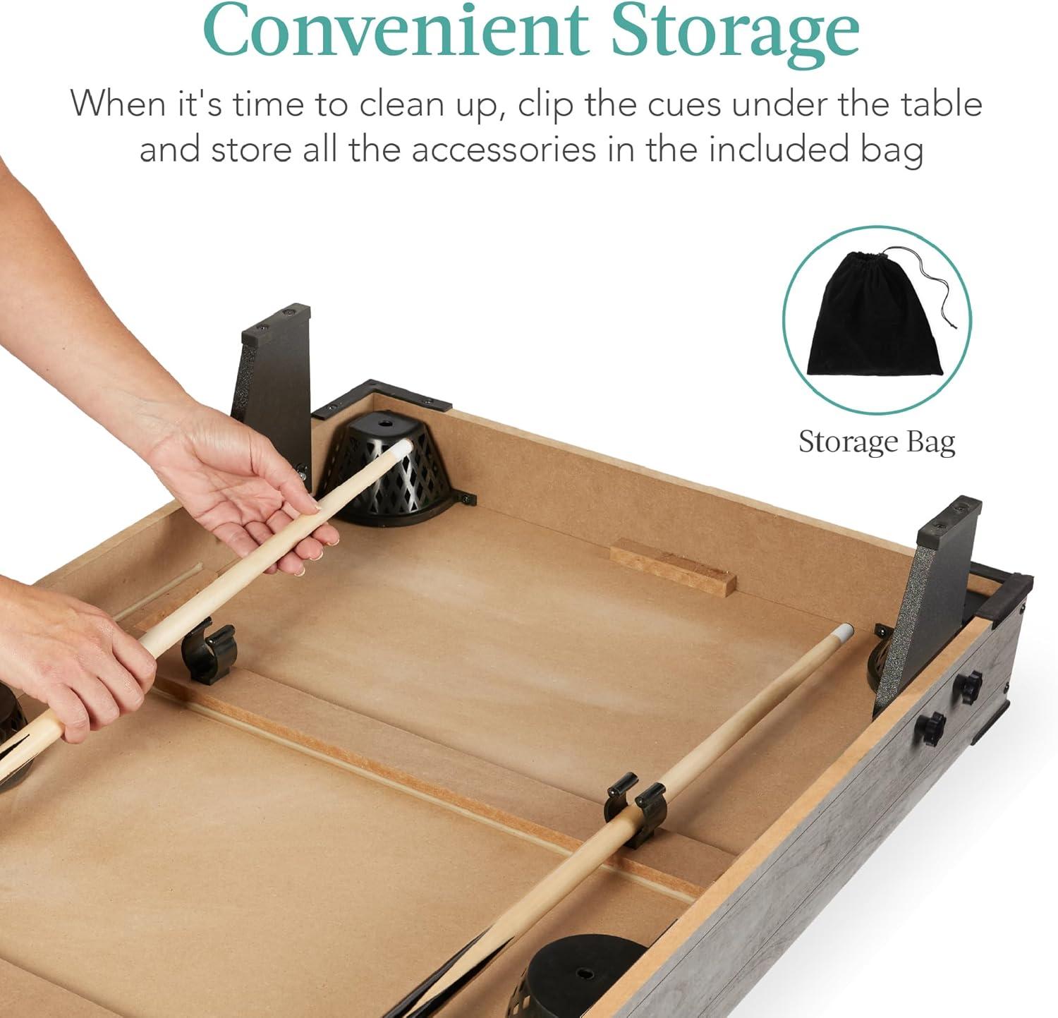 Best Choice Products 40in Tabletop Billiard Table, Pool Game Table w/ 2 Cue Sticks, Ball Set, Storage Bag - Gray