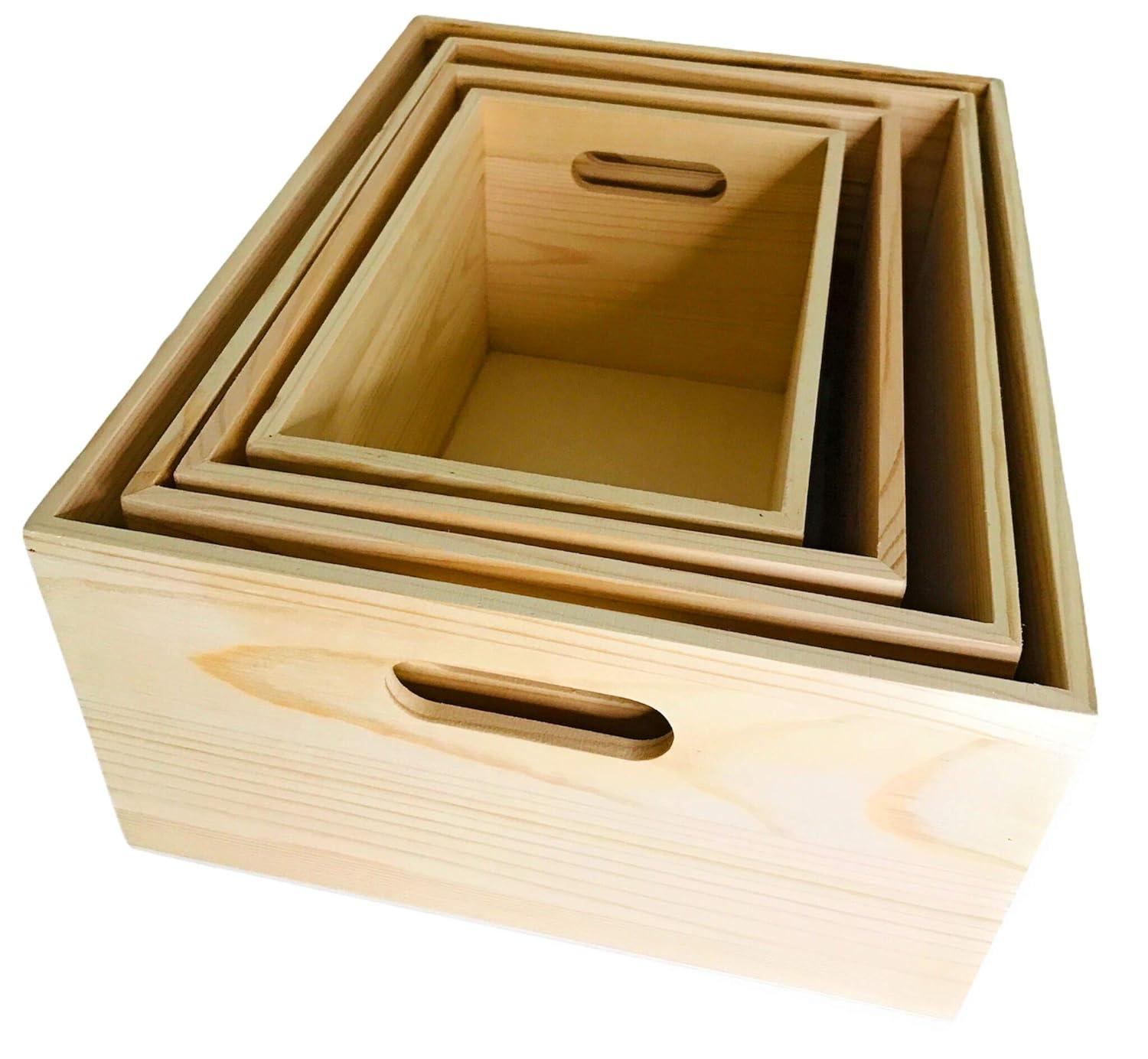 Sorbus Sorbus 2-Pack Unfinished Wood Crates Organizer Bins, Wooden Box, Cabinet Containers, Large, Set of 2