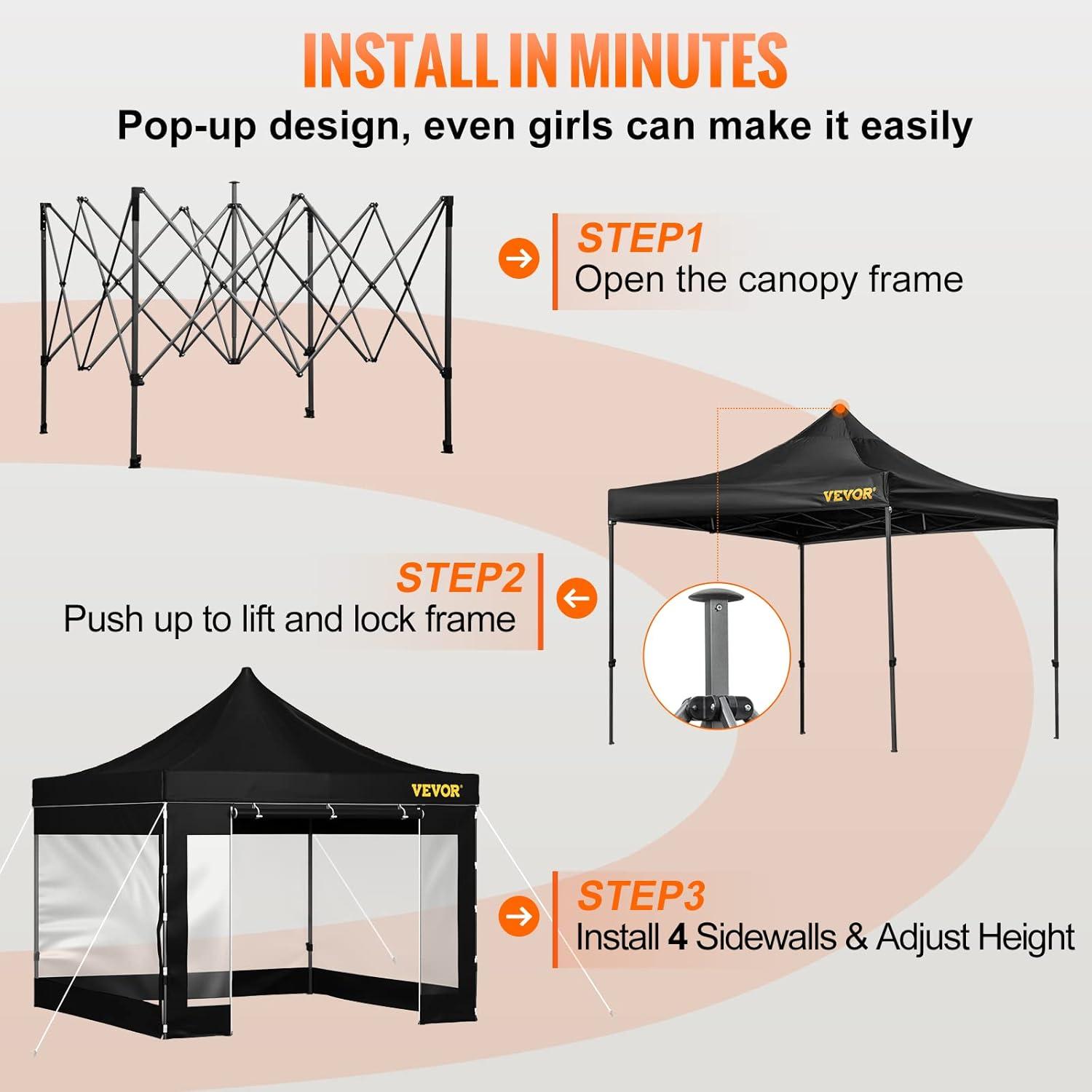 10 Ft. W x 10 Ft. D Metal Party Tent Canopy