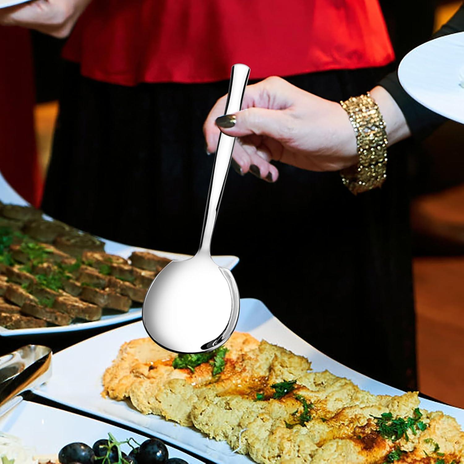 6 Pieces Stainless Steel Serving Spoon, Large Buffet Serving Spoon Set