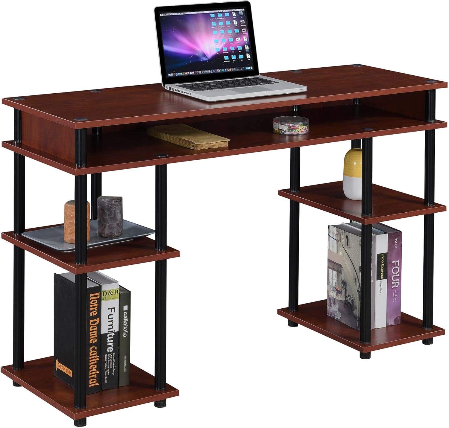 Convenience Concepts Designs2Go No Tools Student Desk with Shelves, Cherry/Black, All Ages - 30" Height