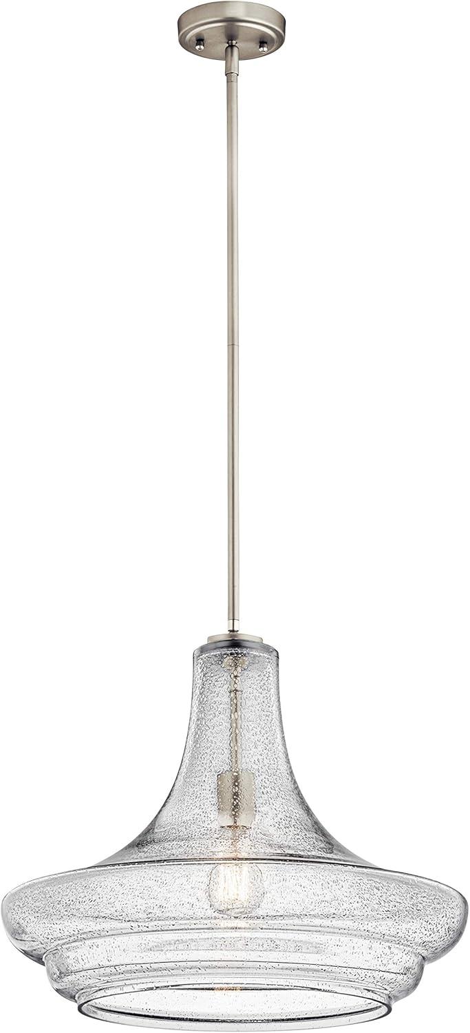 Everly 19" Distressed Bronze Schoolhouse Pendant Light with Clear Glass