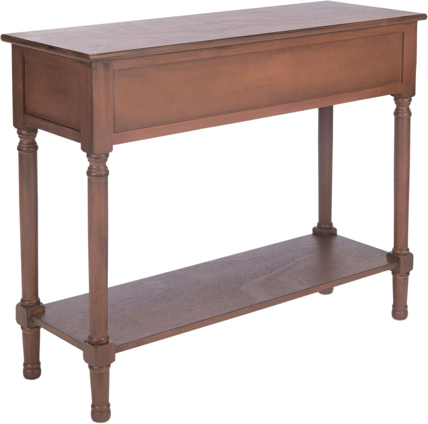 SAFAVIEH Allura French Brown Wood Console Table with Drawer (35.5 in. W x 13 in. D x 29.5 in. H)